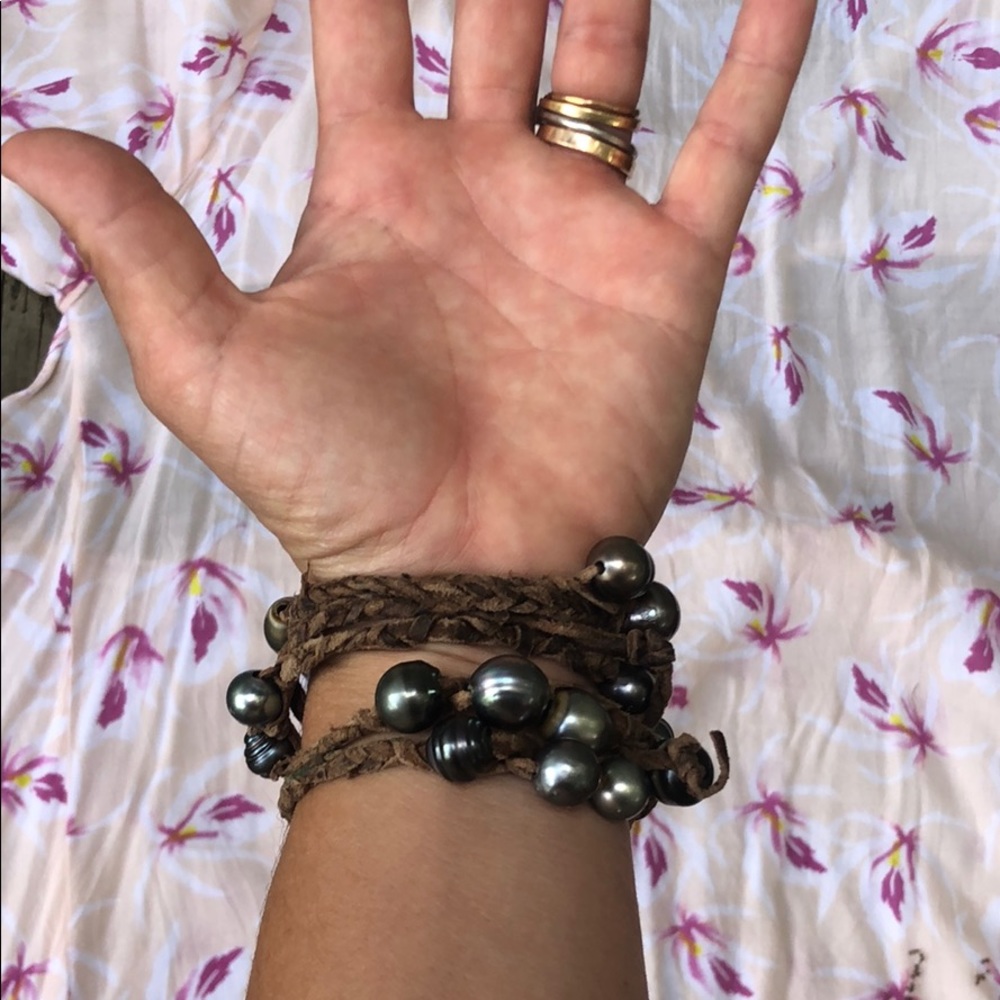 Leather & Pearl Necklace or Bracelet - Picture 4 of 4